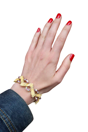 Lovely and Different Kutchinsky Ruby And Diamond Bracelet at Deco&Vintage Ltd