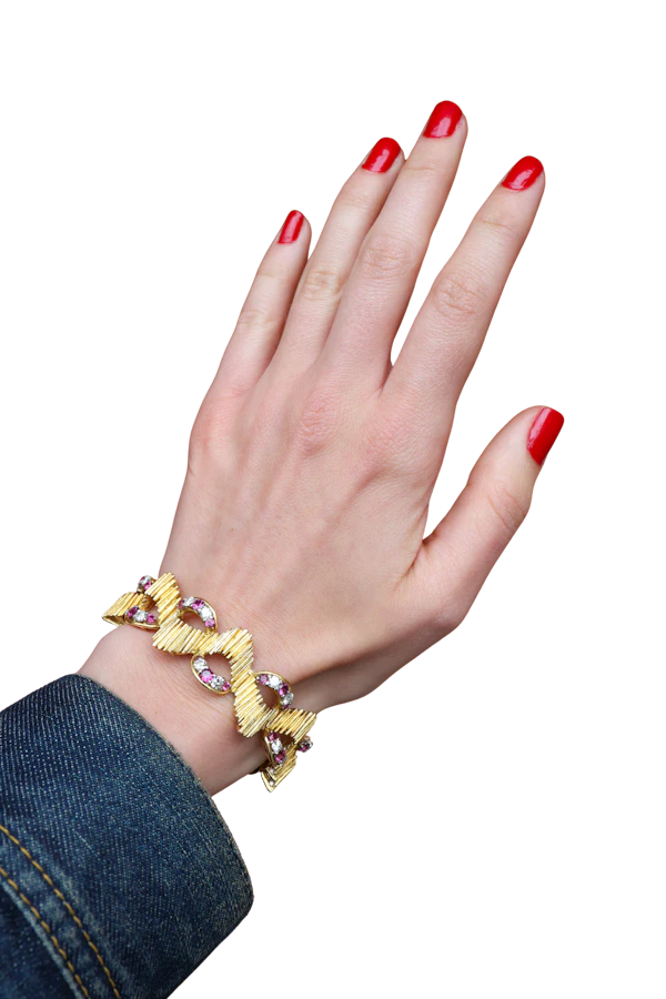 Lovely and Different Kutchinsky Ruby And Diamond Bracelet at Deco&Vintage Ltd - image 1