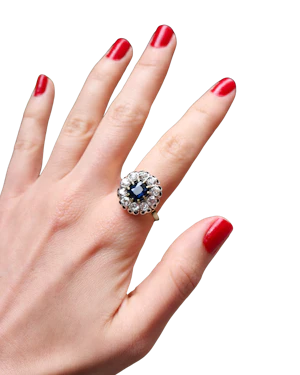 Lovely Antique Sapphire Diamond Ring at Deco&Vintage Ltd