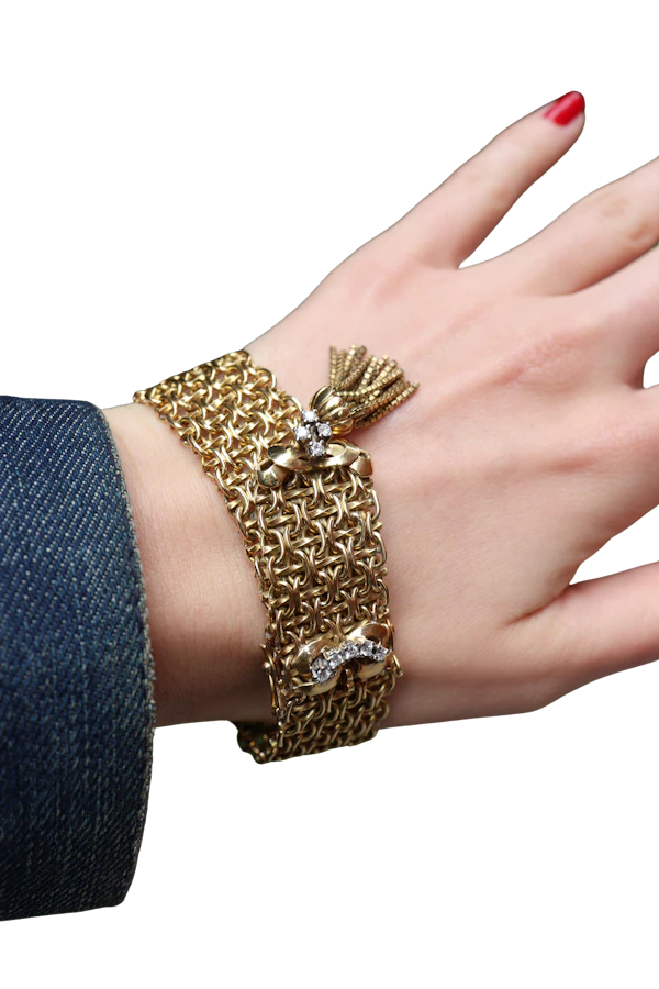 Lovely Vintage 18ct Gold And Diamond Bracelet at Deco&Vintage Ltd - image 1