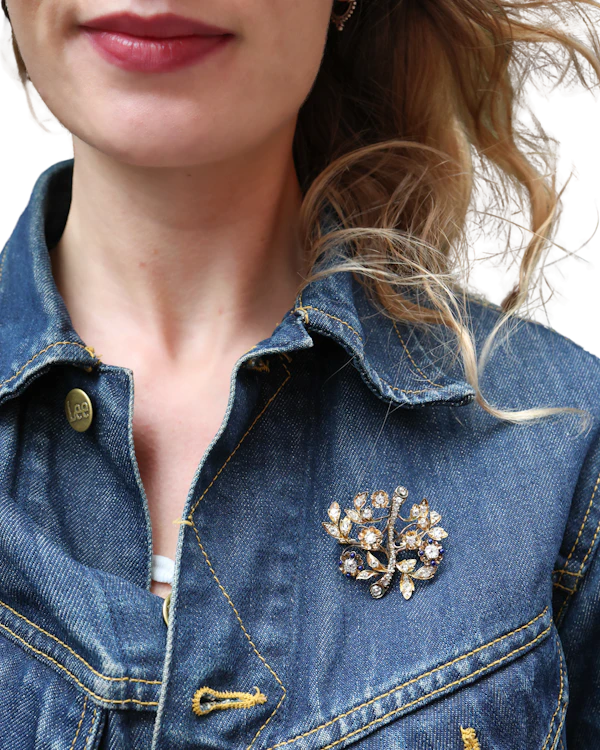 Lovely Victorian Diamond And Enamel Brooch at Deco&Vintage Ltd - image 1