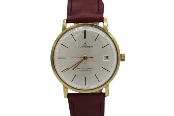 Bucherer Gold Plated 70's Serviced New Strap - image 1