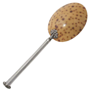 Late 16th / early 17th century German Spoon with a bowl formed of the segment of a large cowrie shell and silver-mounted handle.