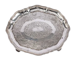 An Indian colonial-period Silver Salver or presentation Silver tray, 1865