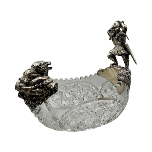 Russian silver and cut glass kovsh, Moscow, c.1910. - image 1