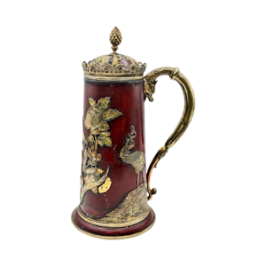 Russian silver gilt and lacquer tankard, Moscow, 1882 by Pavel Ovchinnikov.