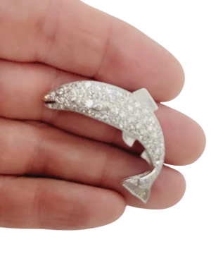 Leaping salmon diamond set brooch sku 9060 DBGEMS