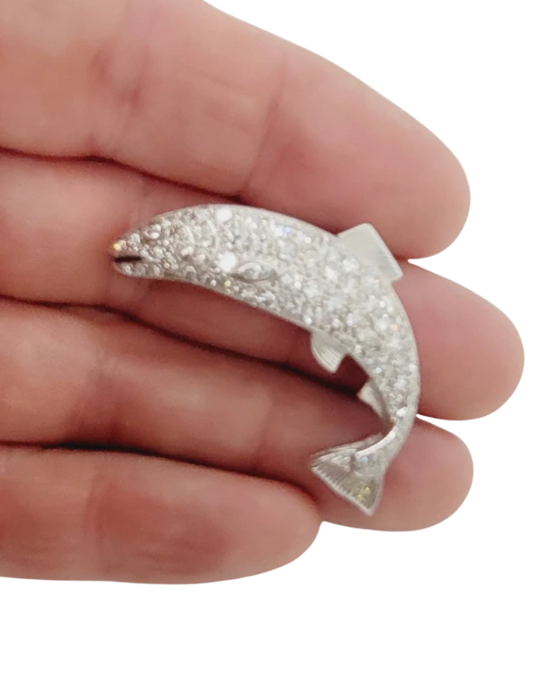 Leaping salmon diamond set brooch sku 9060 DBGEMS - image 1
