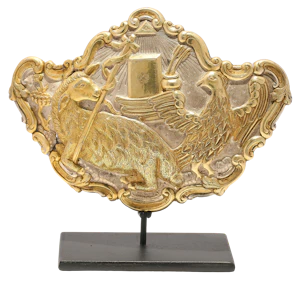 A rare and important 17th/early 18th century Japanese silver and parcel gilt buckle/clasp with&nbsp;exceptionally rare Christian decoration.