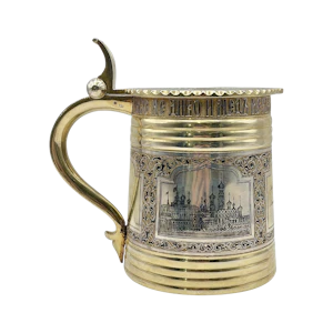 Russian silver gilt and niello tankard, Moscow, 1865 by Vasily Semenov.