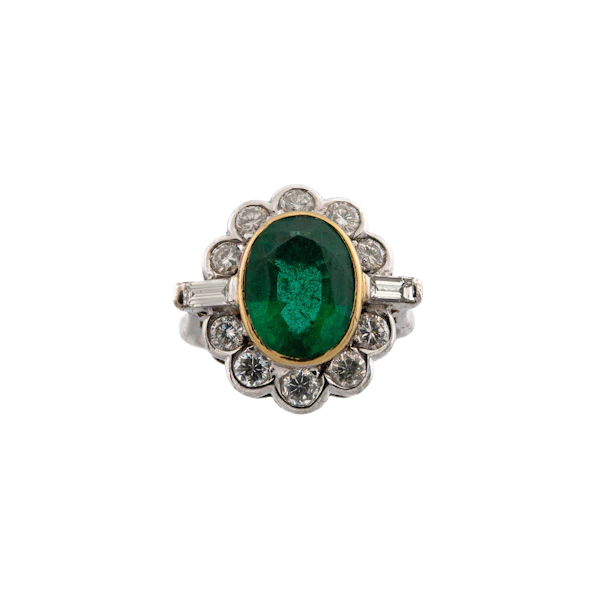 18ct Large Emerald and Diamond Cluster Ring Spectrum Antiques - image 1