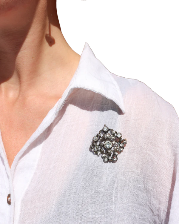 Victorian silver on gold brooch/ pendent - image 1