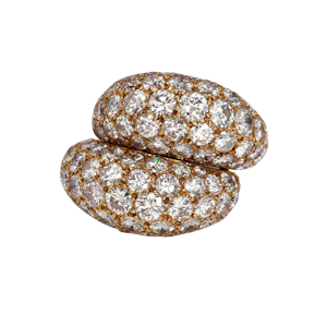 Vintage Van Cleef and Arpels Diamond and Gold Double Bombé Ring, Circa 1980