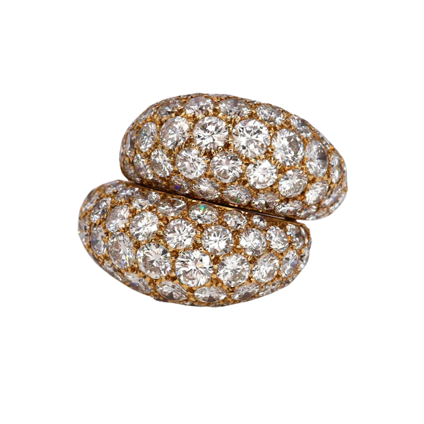 Vintage Van Cleef and Arpels Diamond and Gold Double Bombé Ring, Circa 1980 - image 1