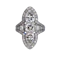 Edwardian Diamond, Platinum and Gold Three Stone Plaque Ring, Circa 1910, 4.60 Carats - image 1