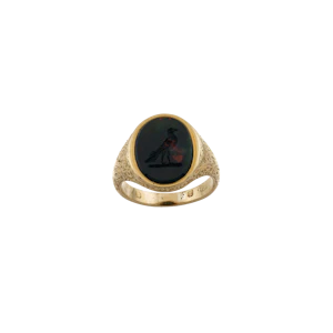 18ct Oval Engraved Bloodstone Signet Spectrum Antiques
