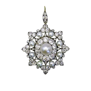 Victorian Hunt & Roskell Pearl Diamond Silver and Gold Brooch-Cum-Pendant, Circa 1895