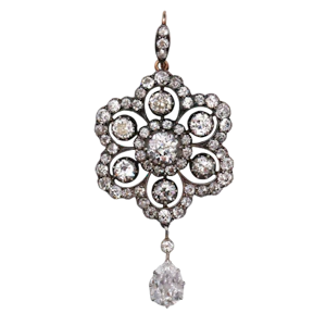 Victorian The Goldsmiths & Silversmiths Ltd. Diamond and Silver Upon Gold Brooch Cum Pendant, Circa 1890