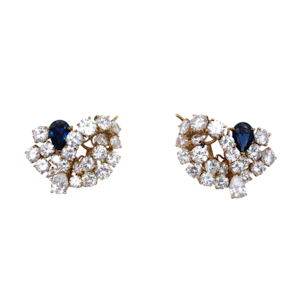 Vintage FRED Sapphire, Diamond and Gold Earrings, Circa 1960
