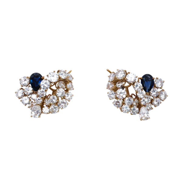 Vintage FRED Sapphire, Diamond and Gold Earrings, Circa 1960 - image 1