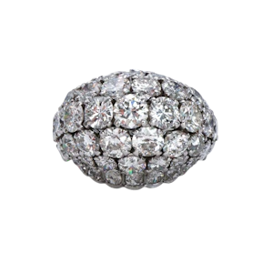 Vintage French Diamond and Platinum Bombé Ring, Circa 1960, 10.50 Carats
