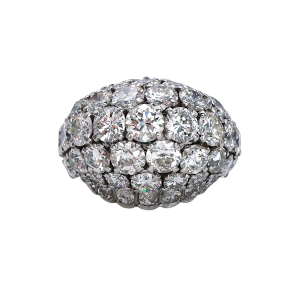 Vintage French Diamond and Platinum Bombé Ring, Circa 1960, 10.50 Carats - image 1