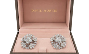 David Morris handcrafted White Diamond Cherry Blossom Large Dome Earrings Set In 18ct White Gold 6.99ct diamonds. Boxed  Mark Constable Unit 301