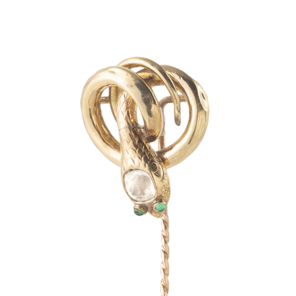 Victorian Gold & Paste Snake Tiepin - image 3