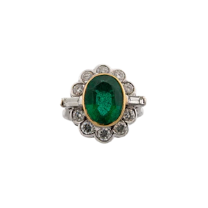 18ct Large Emerald and Diamond Cluster Ring Spectrum Antiques