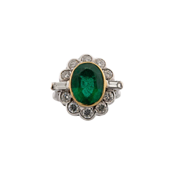 18ct Large Emerald and Diamond Cluster Ring Spectrum Antiques - image 1