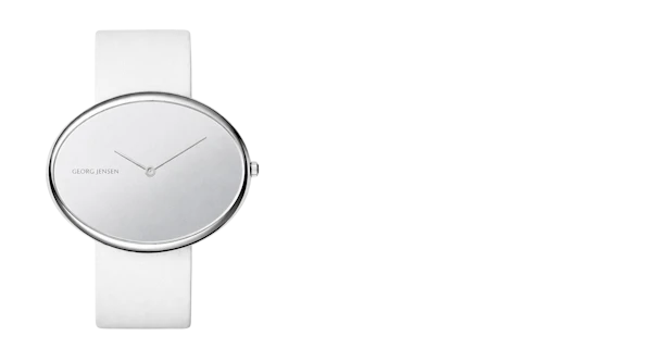 Georg Jensen steel Oval Watch 323 designed by Vivianna Torun Mirror dial. Interchangeable calf leather strap Mark Constable Unit 301 - image 1