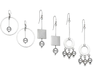 A selection of rare silver kinetic articulated ear pendants by Barbara Cartlidge, circa 1960s. Mark Constable Unit 301