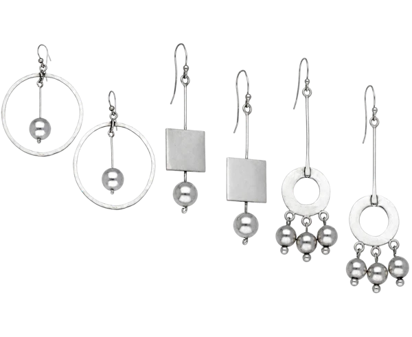 A selection of rare silver kinetic articulated ear pendants by Barbara Cartlidge, circa 1960s. Mark Constable Unit 301 - image 1