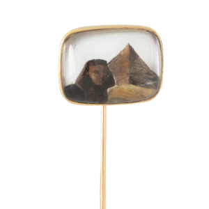 Edwardian 15ct Gold Sphinx Reverse Intaglio Stickpin (c.1905)