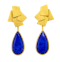 Daphne Krinos Elegant drop-shaped lapis lazuli & rock crystal earrings with recycled 18K gold. 5cm long Mark Constable Unit 301 - image 1