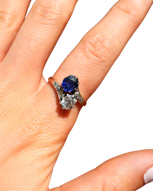 Lovely Victorian French Sapphire And Diamond Ring at Deco&Vintage Ltd