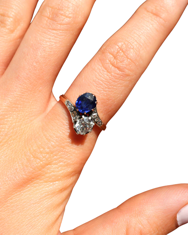 Lovely Victorian French Sapphire And Diamond Ring at Deco&Vintage Ltd - image 1