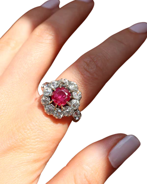 Lovely Victorian Burmese Ruby and Diamond Ring at Deco&Vintage Ltd