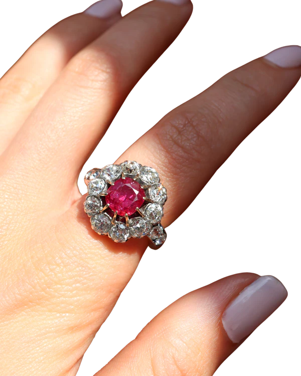 Lovely Victorian Burmese Ruby and Diamond Ring at Deco&Vintage Ltd - image 1