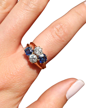 Lovely Victorian French Sapphire and Diamond Ring at Deco&Vintage Ltd