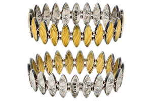Charmian Harris  Sterling silver / Gold flexible reversible bracelet . Mark Constable Unit 301