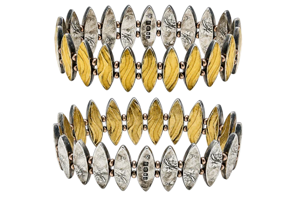 Charmian Harris  Sterling silver / Gold flexible reversible bracelet . Mark Constable Unit 301 - image 1