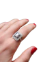 Art Deco Platinum, Diamond, and Sapphire Target Ring - image 1