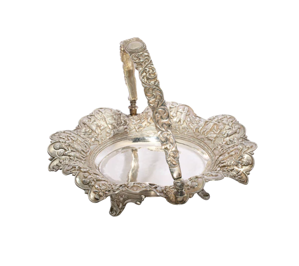 An antique silver "swing-handled" offering bowl / basket, late 19th to early 20th century - image 1