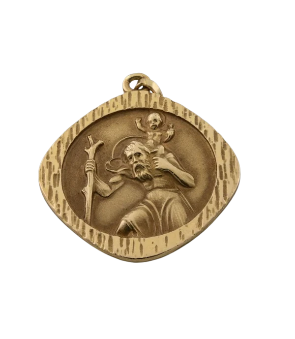 18CT Large St Christopher Pendant- Spectrum Antiques - image 1