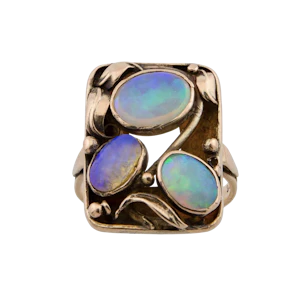 Arts & Crafts Gold & Australian Opal Ring- Spectrum Antiques
