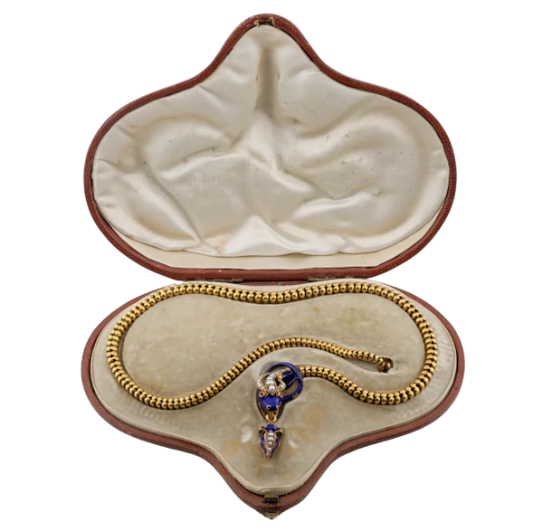 Georgian 18ct Gold Enamel Snake Necklace- Spectrum Antiques - image 1