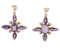 Vintage 10ct Yellow Gold Amethyst Star Drop Earrings- Spectrum Antiques - image 1