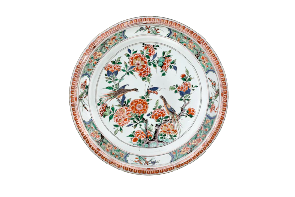 A Large Famille Verte Piecrust Dish - image 1