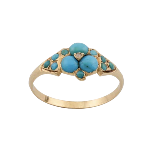 Victorian 18ct Gold Turquoise & Diamond Ring-Spectrum Antiques